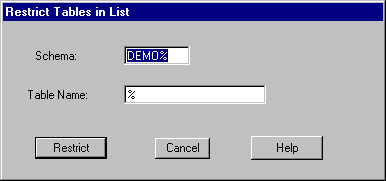 Restrict Tables in List window