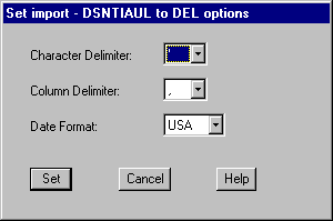 Set Import DSNTIAUL window
