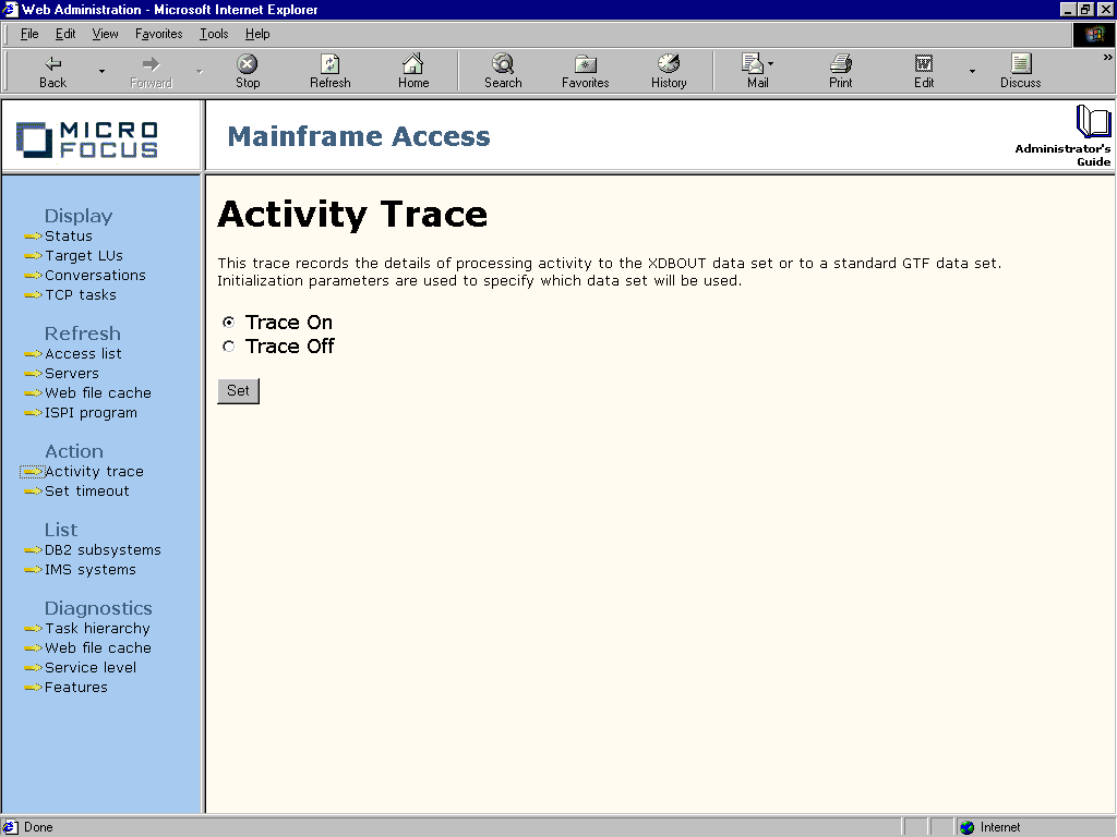 Activity Trace Page