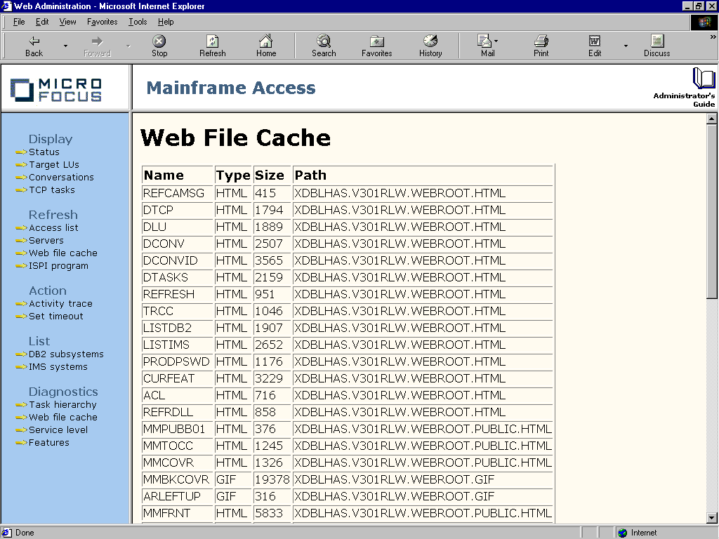 Web File Cache Page