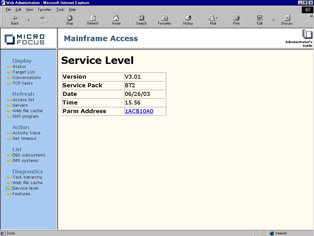 Service Level Page