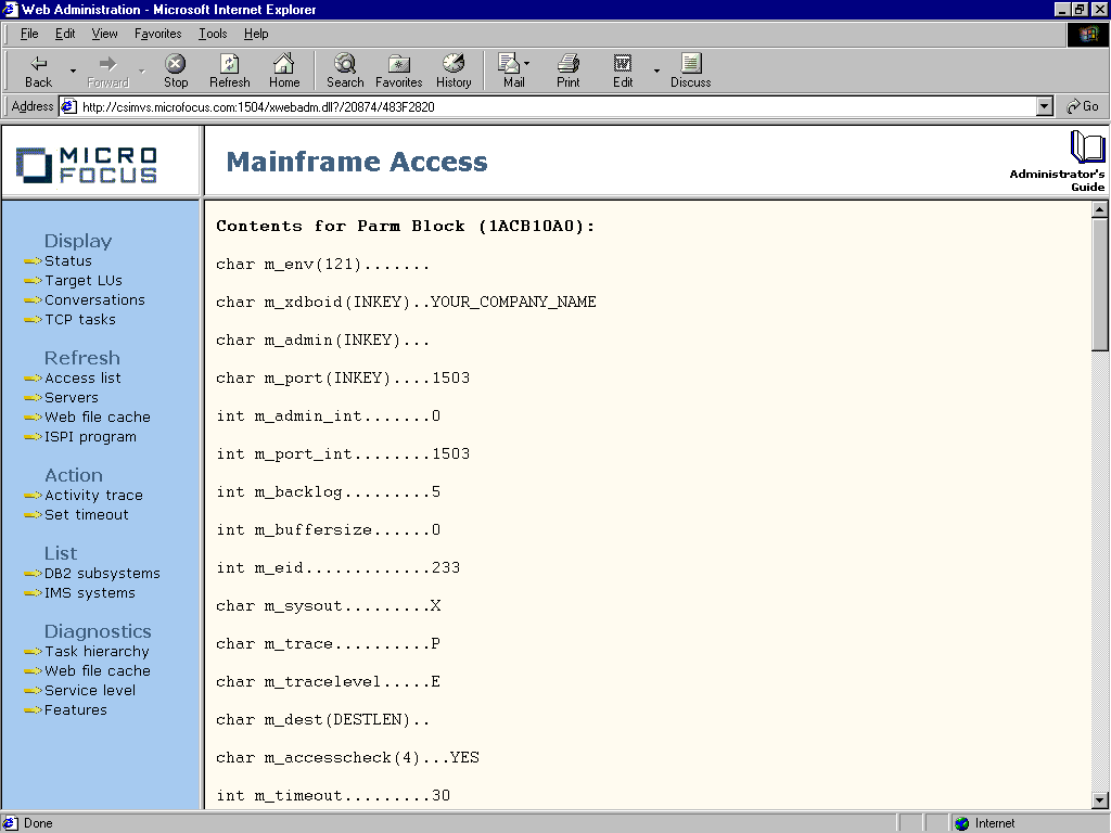 Parameter Block Page