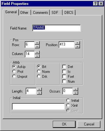 The Field Properties Dialog Box