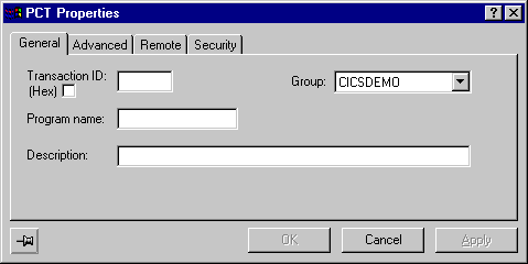 The PCT Properties Dialog Box