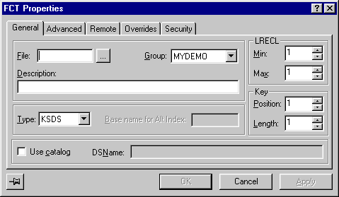 The FCT Properties Dialog Box