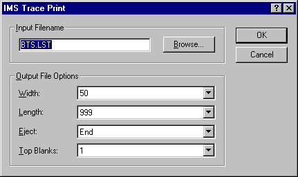 The IMS Trace Print Dialog Box