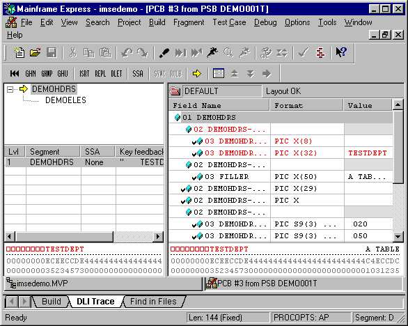 The IMS Database Editor Window