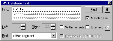 The IMS Database Find Floating Bar