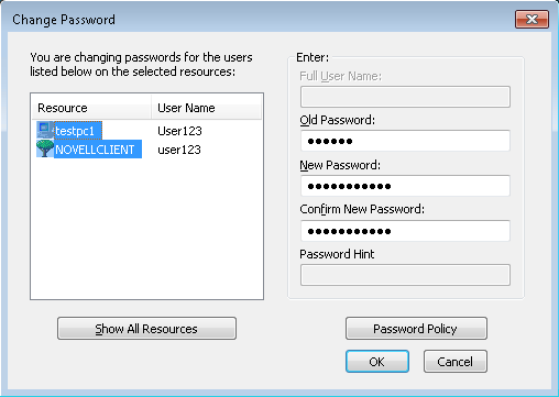 Change Password Dialog Box