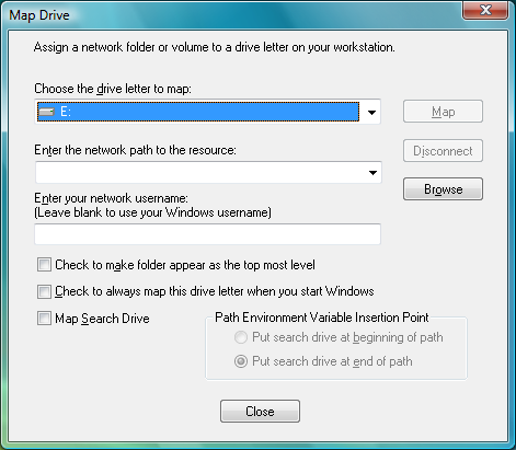 Client for OES Map Directory Dialog Box