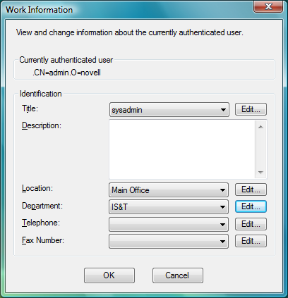 Work Information Dialog Box