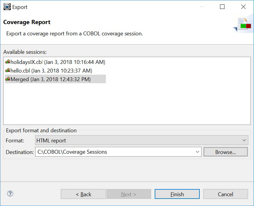Export Coverage Session