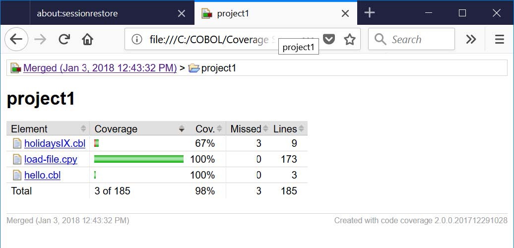 View Exported Coverage Session