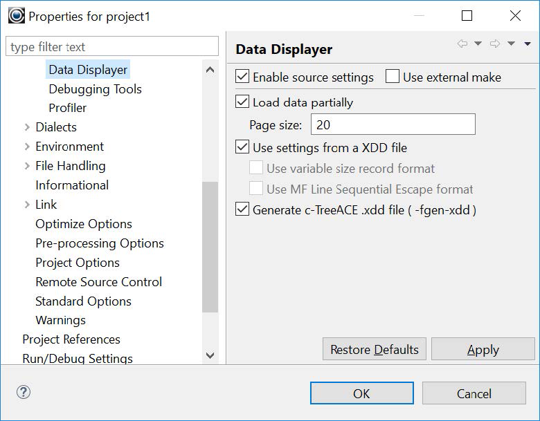 Data Displayer Properties