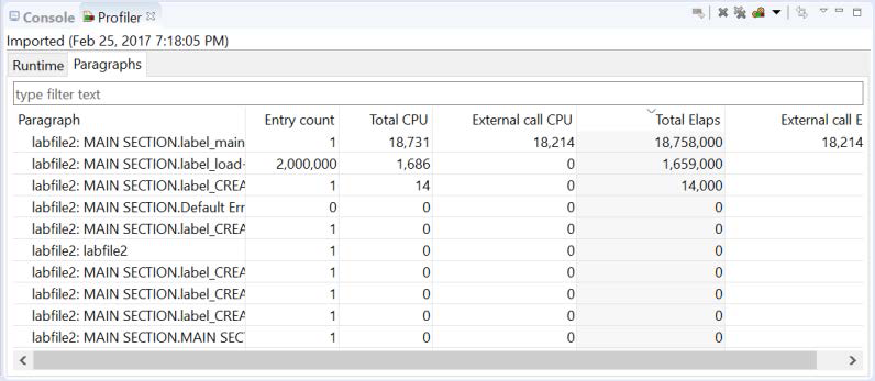 Imported Profiler View