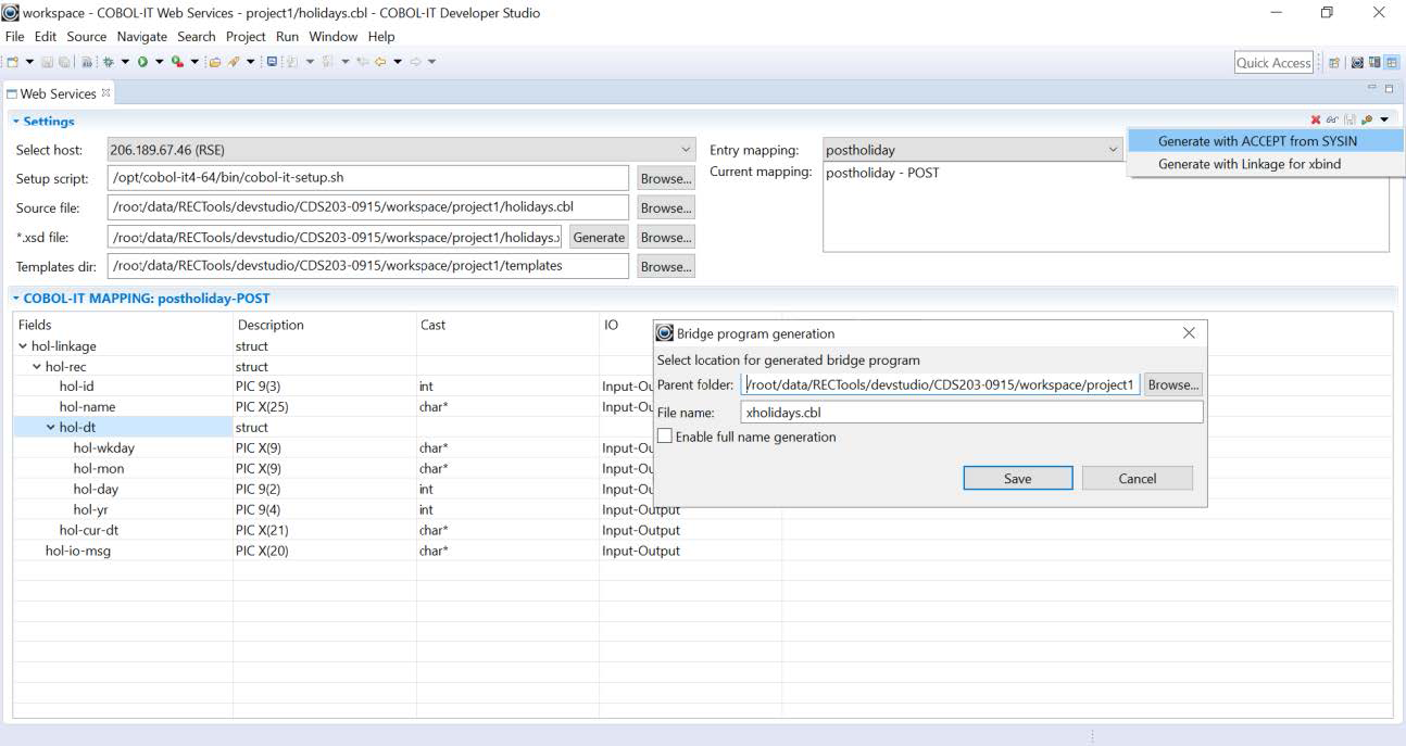 Generate from ACCEPT from SYSIN