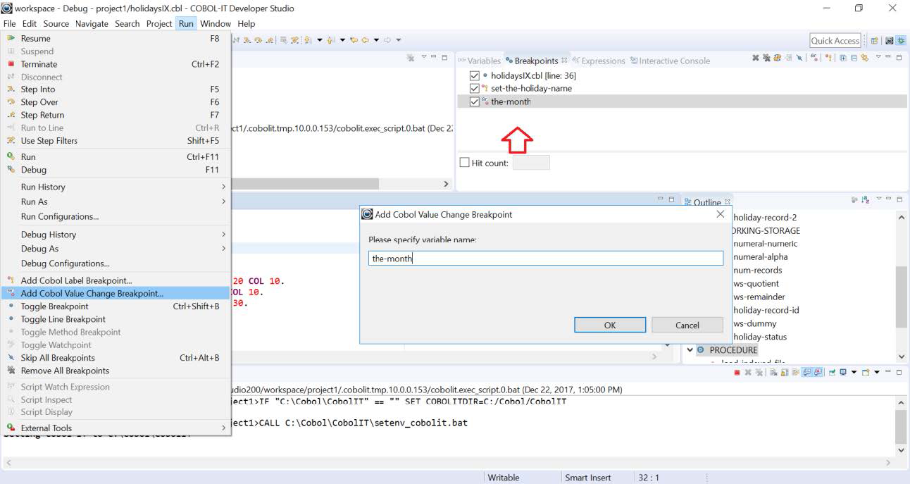 COBOL Value Change Breakpoint