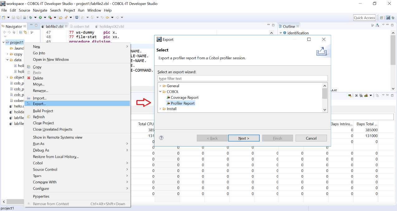 Export Profiler Session