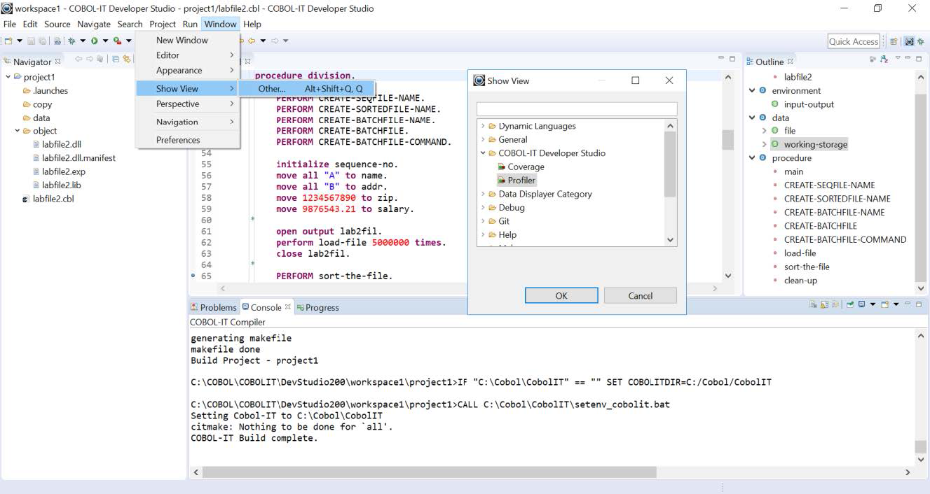 Open Profiler View