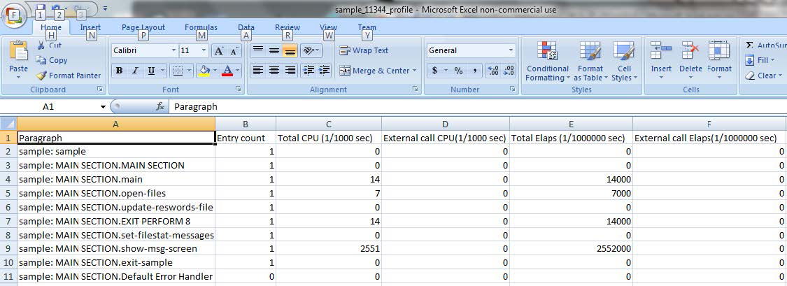 Profiling Excel File