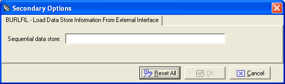 Secondary Options - Load Data Store Information from External Interface