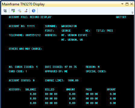 ACCT Record Display