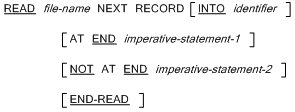 Syntax for General Formats for Format 2 (Line Sequential Files) for the READ statement