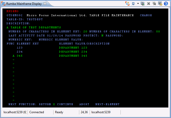 Change Testdept Elements