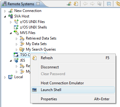 Launching the RDz TSO command window