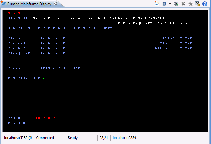 Add table in the IMS application