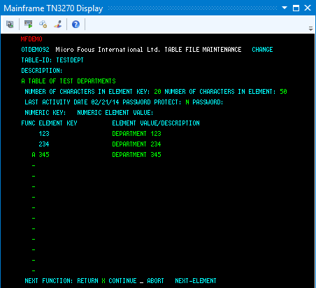 Change Testdept Elements