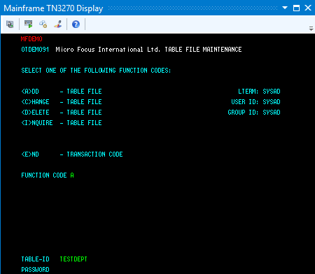 Add table in the IMS application