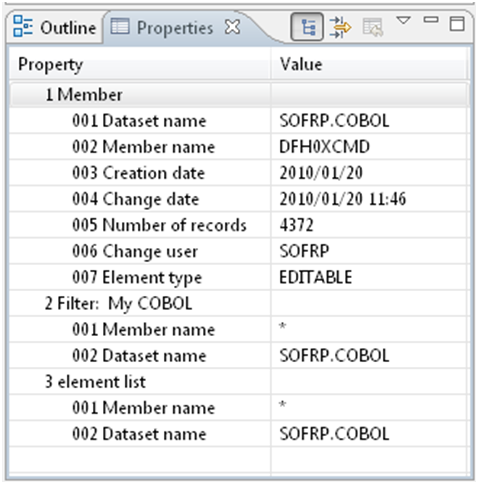 Element Properties in the Properties View