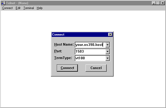 Telnet Connect Dialog Box