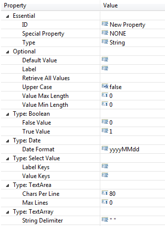 Properties view for a selected property