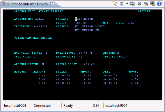 ACCT Record Display