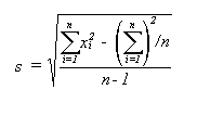 Formula for standard deviation