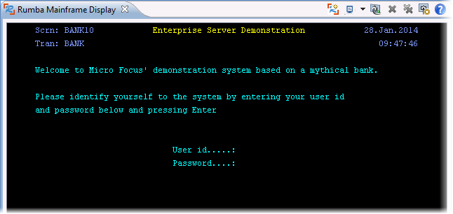 Bankdemo login screen