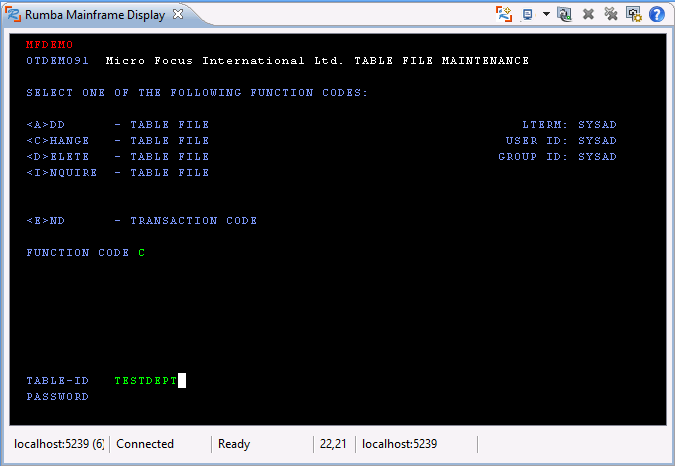 Change Testdept Table