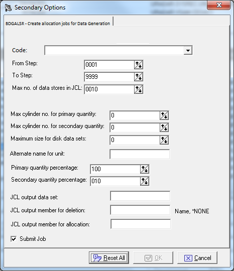 Secondary Options - Data Generation