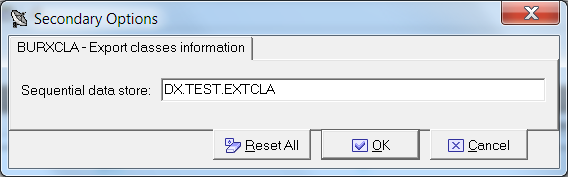 Secondary Options - Export Classes Information