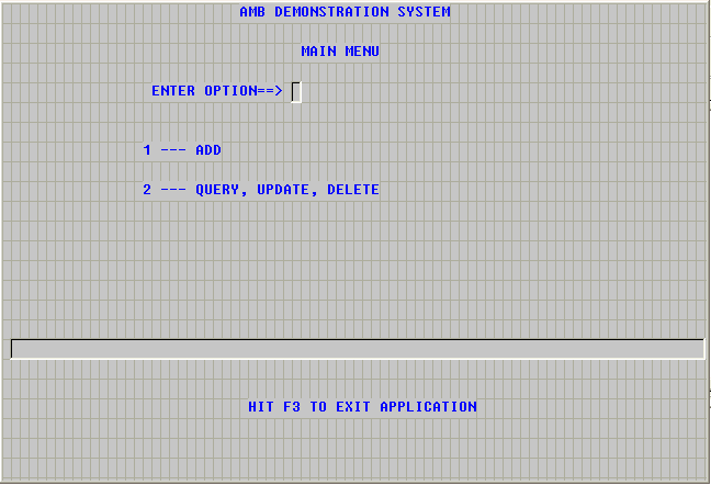 Main Menu Screen