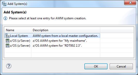 Add System(s) dialog