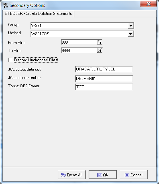 Secondary Options - Create Deletion Statements