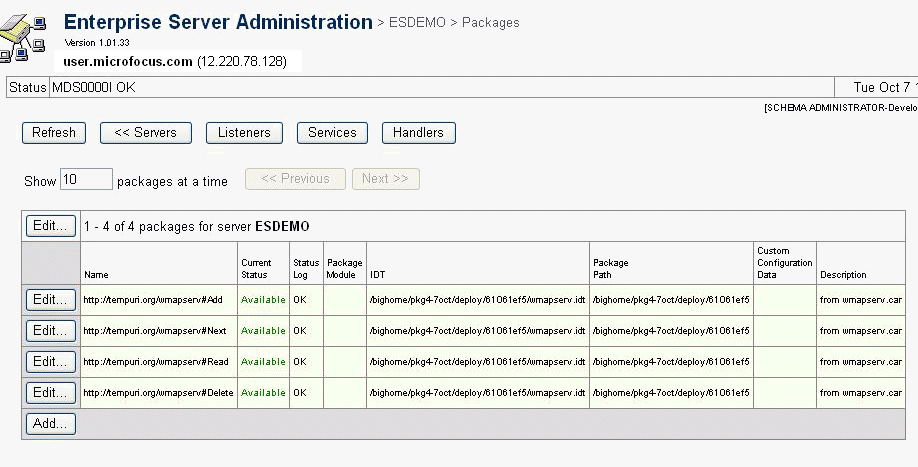 Packages Table