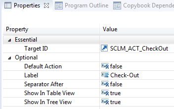 SCLM Action Check Out Properties