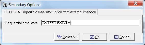 Secondary Options - Import Classes Information