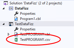 CSV file in Solution Explorer
