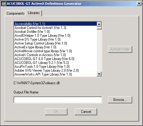 AXDEFGEN dialog box