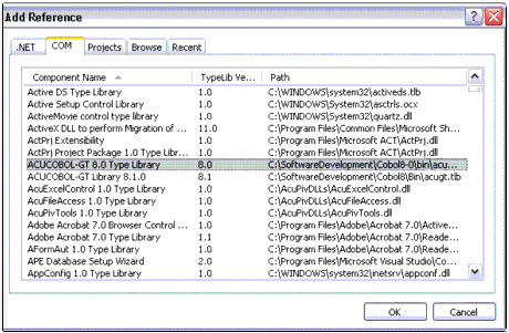 Visual Studio .NET Add Reference dialog box